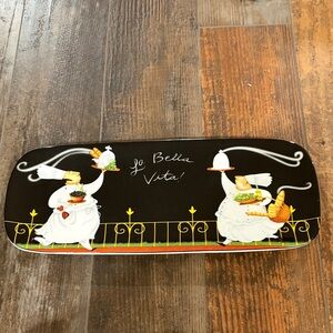 Black Ceramic Serving Platter with Chefs